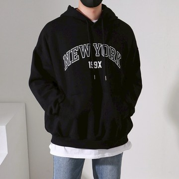 【SEMPLICITA】 New York 紐約 厚磅 印花 刷毛 帽tee 寬版 男女 帽踢 帽Tee