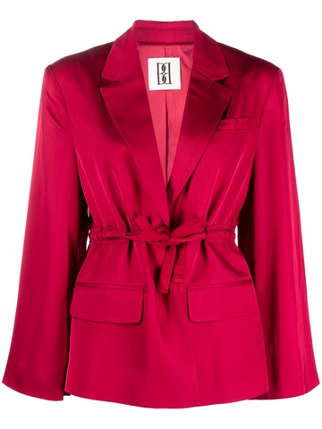By Malene Birger - drawstring-waist notched-lapel blazer - women - Polyester/Viscose/Acetate - L - Red