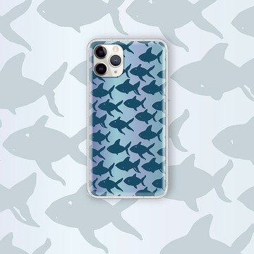 藍底海魚群 小物剪影系列 支援各品牌手機殼CSAE23