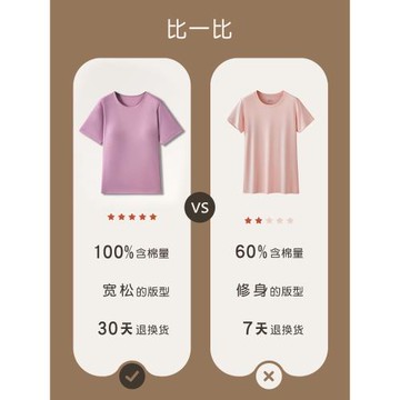 防凸點 帶胸墊的中老年T恤 純棉媽媽短袖女式老年人家居上衣帶杯