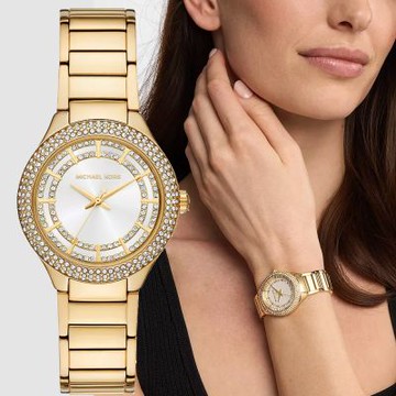 Michael Kors MK Sylvia 時尚晶鑽大三針女錶 手錶 1212購物節 送禮推薦-金/33mm MK4941