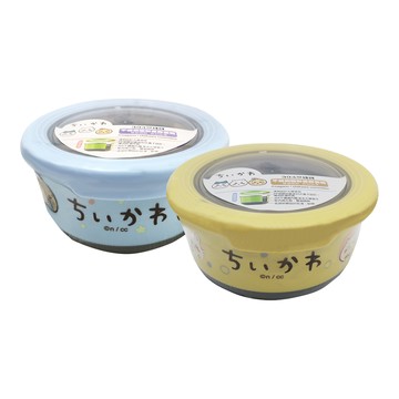 一品川流 吉伊卡哇-304不鏽鋼圓形保鮮餐碗-大-藍色x1+黃色x1