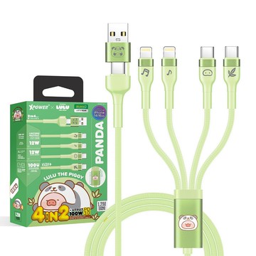 XPower x 罐頭豬LuLu BC24 罐頭豬LuLu 8合1 2出4 100W PD充電線