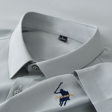 【新款熱賣】男裝新款高級感精美刺繡短袖翻領襯衫男士免燙健康親膚襯衣