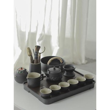 海賦黑陶功夫茶具套裝高端簡約陶瓷提梁壺喝茶杯客廳家用小套輕奢
