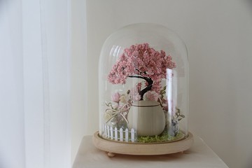 【設計款花盅】經典半圈花園 客製化永生花 骨灰罐 寵物骨灰花盅