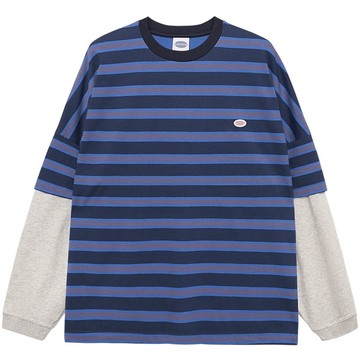 【PARAGRAPH】26SS NO.003 STRIPE LAYERED L/S TEE 長T (深藍色)