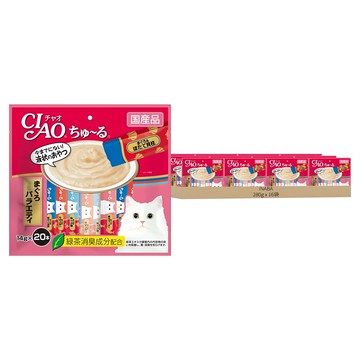 INABA CIAO 啾嚕 肉泥  鮪魚 + 干貝、鮪魚 + 蟹肉、鮪魚 + 鮪魚片、鮪魚 + 鮭魚  280g  16袋