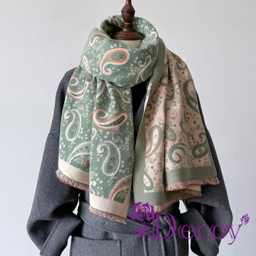 【Decoy】保暖加厚 秋冬長款腰果花仿羊絨提花披肩圍巾/顏色可選