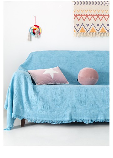 北歐純色棉線毯子全蓋沙發套全包防塵套沙發巾罩蓋布多功能防塵罩