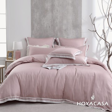 HOYACASA 60支萊賽爾天絲兩用被套床包六件組｜玫瑰粉 ｜(雙人/加大/特大)