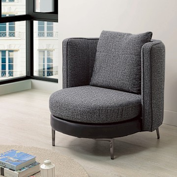 Boden-翠西灰色加厚亞麻格紋布休閒單人椅/沙發椅/商務洽談椅/房間椅/會客椅/設計款椅-82×85×76cm