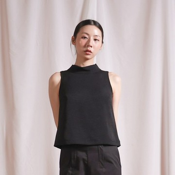 【經典原創】Image_形象立領皺褶背心_CLT012_黑