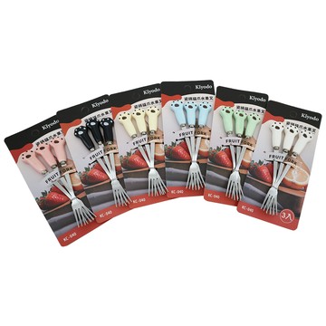 KIYODO瓷柄貓爪水果叉-3入x3組