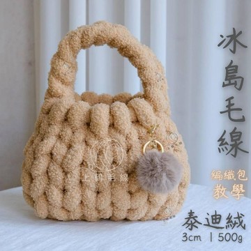 【台北門市現貨x送教學】冰島毛線 泰迪絨款 3cm粗毛線 灌芯棉 冰島毛材料包500g(贈毛球鑰匙圈) 冰島毛線包