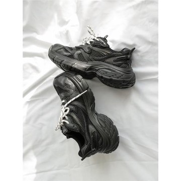 冉言日系黑色老爹鞋2025新款網面透氣休閑鞋厚底女百搭輕便運動鞋