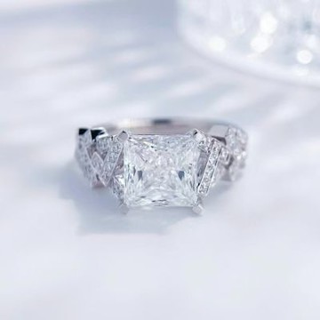 鉅曜 鉑金PT950 IGI 3克拉 鑽影流光貴氣方形鑽石戒指  培育鑽石