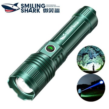微笑鯊正品 SD5318 LED強光手電筒 M80千米遠射 10000lm 5檔調焦 Type-C 防水戶外露營家用照明