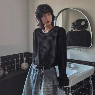 高級感長袖T恤男女士春秋冬季寬松圓領打底衫韓系通勤風百搭上衣鑫弘-衣錦男裝