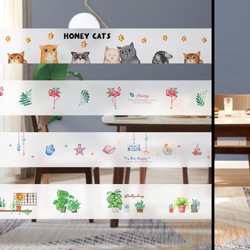 玻璃貼紙裝飾個性創意玻璃門腰線貼辦公室衛生間玻璃推拉門貼紙膜