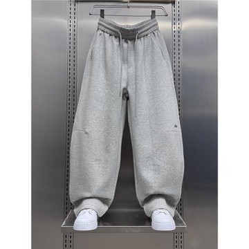 美式松弛感垂感直筒衛褲男2025秋冬加絨寬松拼接刺繡百搭運動褲潮