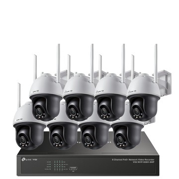 TP-Link 昌運監視器 組合 VIGI NVR1008H-8MP 8路主機+C540-W VIGI 4MP 戶外全彩 Wi-Fi 旋轉式無線監視器*8