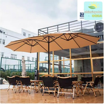 【商用大空間】戶外遮陽傘 擺攤傘 太陽傘 庭院傘 雨傘 廣告傘 三頭傘中柱傘設計 加粗鋼管 防雨防曬 地攤商鋪庭院適用