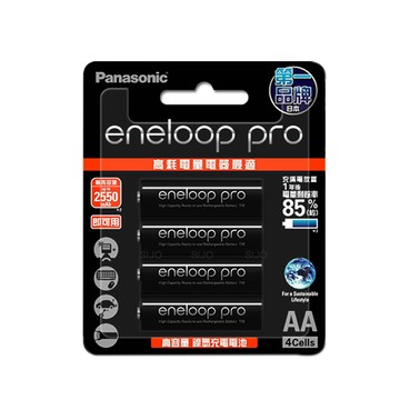 Panasonic 黑鑽款 eneloop PRO 2550mAh 低自放3號充電電池BK-3HCCE(4顆入)