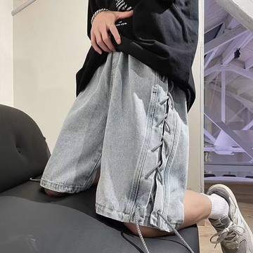 臺灣出貨🎊2026新款美式高街牛仔短褲男小衆過膝抽繩五分褲夏季潮牌工裝褲子大減價🎁