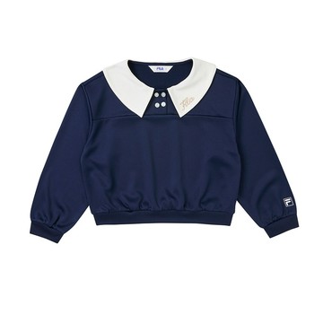 FILA KIDS 女童長袖排汗快乾T恤-丈青 5TEZ-8420-NV