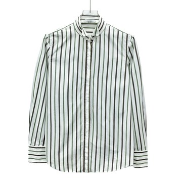 (M) brunello cucinelli質感長袖條紋白色襯衫上衣