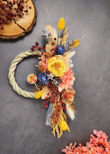 新春祈福注連繩掛飾索拉牡丹花永生花開幕誌慶新居落成春節祈福