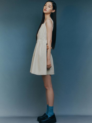 Shirring Square Neck Sleeveless dress_AWWOPO21210