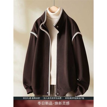 IHIMI海謐時尚立領棒球服秋裝短外套女2025秋季新款休閑春秋上衣