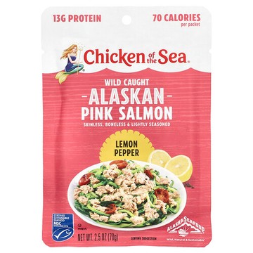 Chicken of the Sea, 野外捕獲阿拉斯加粉鮭，檸檬胡椒味，2.5 盎司（70 克）