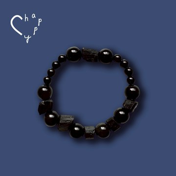 For you!【C happy】微笑黑色系水晶手鏈_天天守護你__保平安避邪擋煞_送男生首選
