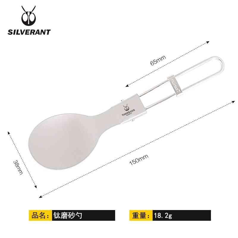 Edc-折りたたみ式チタンフォーク スプーン ポータブル 軽量 アウトドア キャンプ 食器 固定シュート付き 頑丈 耐久性 器具