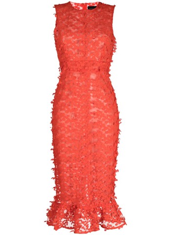 Cynthia Rowley - sleeveless lace midi dress - women - Polyester - 0 - Red