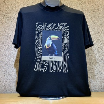 (零碼款式)(S/2XL)(Little bee小蜜蜂精品)  BOSS 巨嘴鳥 黑短T 短袖