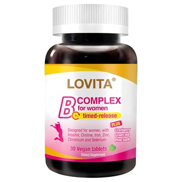 Lovita 愛維他 女性美妍活力B群 全素 10種B群完整組合 4合1美妍配方 長效緩釋 持續釋放8小時  30顆  1.1g  1罐