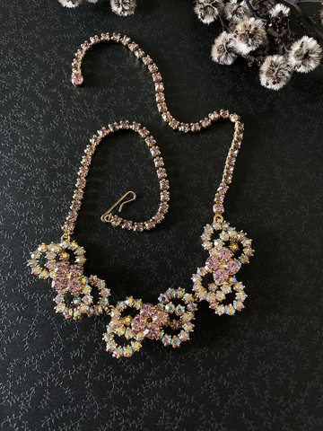 古董古典萊茵石蝴蝶結項鍊短鍊  N235