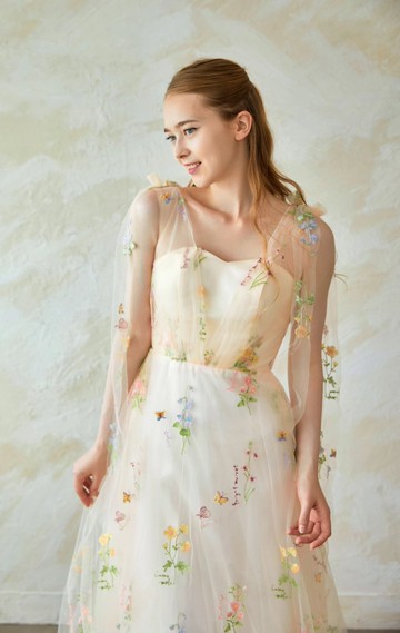 Dahlia Blanc 獨家設計 花朵刺繡長婚紗