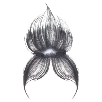 C型全真髮八字瀏海假髮片  自然黑  1組