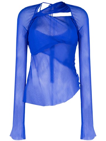 Rachel Gilbert - Quinn semi-sheer silk top - women - Silk/Polyester - 4 - Blue