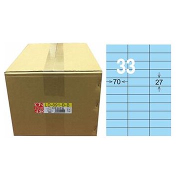 【龍德】A4三用電腦標籤 27x70mm 淺藍色 1000入 / 箱 LD-891-B-B