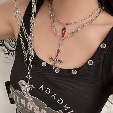 【台灣公司 可打統編】免運 歐美跨境爆款哥特風滴油棺材十字架項鏈女配飾個性百搭鎖骨鏈飾品 可開發票 全館五折 工廠現貨直銷 新品特價 z9211