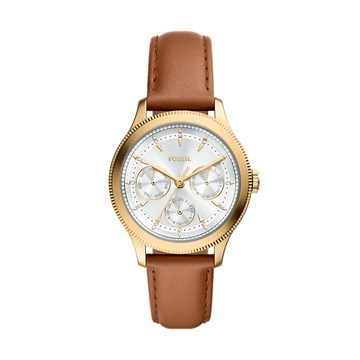 送禮首選★FOSSIL Brynn 棕色皮革三眼手表 BQW8022 附提袋