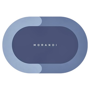 莫蘭迪 軟式硅藻土吸水地墊 靜謐藍 橢圓形  60 x 40cm  1個