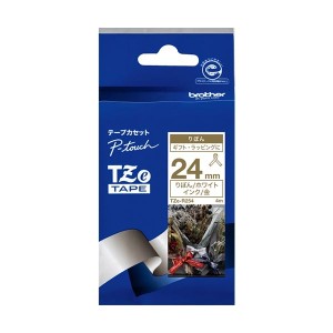 (まとめ) ブラザー ピータッチ TZeテープ リボンテープ 24mm ホワイト 金文字 TZE-R254 1個 〔×5セット〕〔代引不可〕