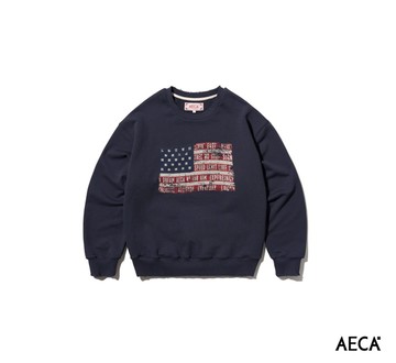 AECA White Easy & Free Flag Sweat Shirts 破壞加工洗舊國旗衛衣(兩色)